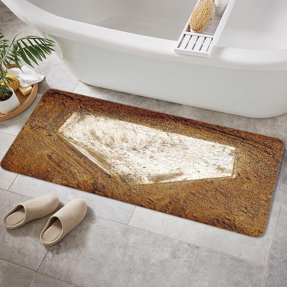 Baseball on The Wooden Bath Rug, Non-Slip Floor Entryways Outdoor Indoor Front Door Mat,Bath Mat Bathroom Rugs, 17X48in (Multi1)