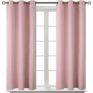 BGment Room Darkening Curtains 45 Inches Long - Grommet Thermal Insulated Drapes Window Treatment Curtains for Bedroom, 2 Panels, 38 x 45 Inch, Baby Pink