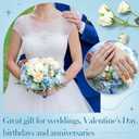 Tigeen Artificial Flowers Artificial Peonies Silk Flowers Faux Peony Fake Peony Silk Hydrangea Bouquet for Wedding Table Centerpiece Floral Vase Decor(White,Blue,12 Bundles)