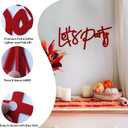 2 x Let's Party Sign for Balloon Arch - Large Felt Letters Reusable for Party Sign, Birthday Party, Graduation, Wedding, Bachelorette, Christmas, Home Bar, Man Cave Wall Decor - Red, 4mm Thick