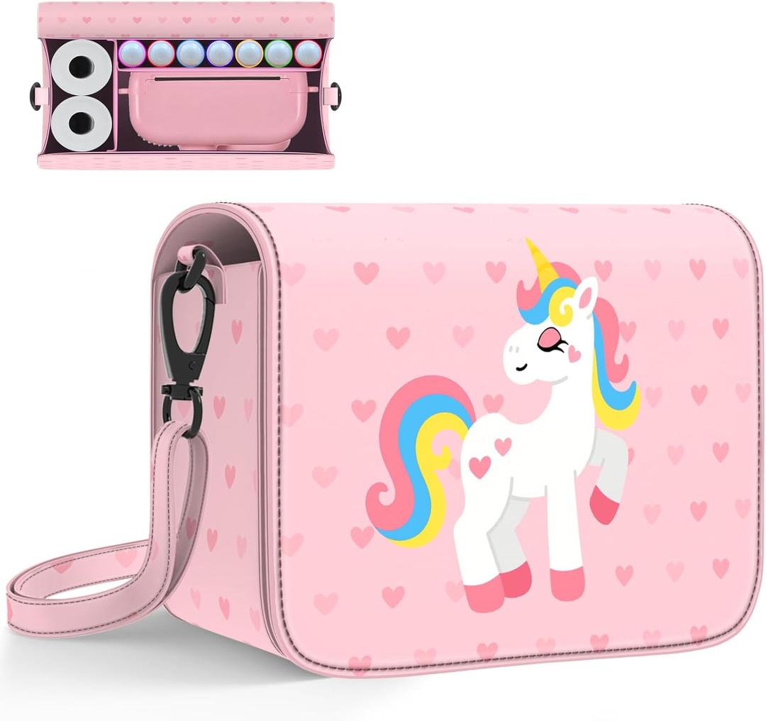 L LTGEM Kids Instant Print Camera Case Bag Compatible with ESOXOFFORE, Dylanto, Goopow, DUDUDRAGON, GREENKINDER, Cimizi, Makolle Instant Print Camera and Most Digital Cameras Prints Paper,Pony Pink