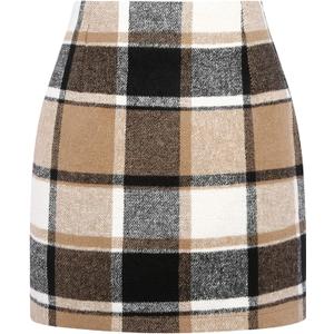 Plaid Skirts for Women, Pencil Mini Skirts for Women High Waist Bodycon Christmas Holiday Fall Winter Skirts 2026 Trendy (Large, Brown)