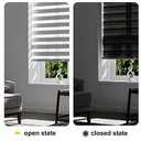 Persilux Cordless Zebra Blinds for Windows Free-Stop Roller Windows Shades (23" W X 64" H, Grey) Dual Layer Light Control for Day and Night, Light Filtering Sheer Shades for Home