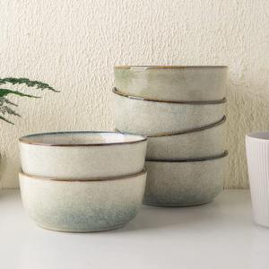 AmorArc Cereal Bowls Set of 6 for Kitchen, 26oz Stoneware Soup Bowls Set for Cereal Soup, Modern Kitchen Bowls for Meal, Dishwasher &Microwave Safe, Reactive Glaze