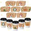 Sliner 200 Pack Christmas Coffee Cup Sleeves Disposable Paper Cup Sleeves Double Layer Covers for 12 16 oz Coffee Cups Home Office Xmas Party Hot Cold Beverage Supplies Xmas Party Decoration (Rustic)