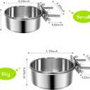 2 Pcs Small Pet Dog Food Water Bowl for Cage Stainless Steel Non-Spill Kennel Hanging Cats Pets Bowls with Clamp Holder Crate Feeder Dish for Small Dogs Pets (4.7x1.9'' & 3.9x1.7'')