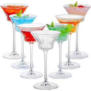 wookgreat Stemmed Martini Glasses Set of 6, Premium Crystal Design Cocktail Cups 3.5 Oz, Vintage Coupe Glasses, Elegant Cocktail Glasses, Perfect For Parties, Gifts, Housewarming, Weddings, Aniversary