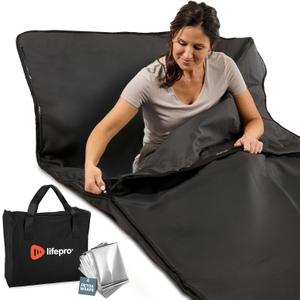 LifePro RejuvaWrap Infrared Sauna Blanket for Detox & Relaxation  Low EMF Carbon Fiber Heating, 9 Temp Levels, 5 Colors  Portable Sauna Blanket Infrared with Waterproof Interior & Carry Bag (Black)