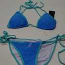 Women's Color Block Triangle Bikini Sets Two Piece String Swimsuit Spaghetti Strap Bathing Suits L