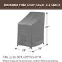 Vailge Stackable Patio Chair Cover,100% Waterproof Outdoor Chair Cover, Heavy Duty Lawn Patio Furniture Covers,Fits for 4-6 Stackable Dining Chairs,36"Lx28"Wx47"H,Grey