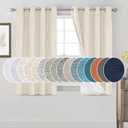 PrinceDeco Linen Black Out Curtains 54 Inches Long 100% Blackout Curtains for Bedroom Thermal Insulated with White Liner,Noise Reducing, 52" Wide Per Panel, Set of 2,Bleached Sand