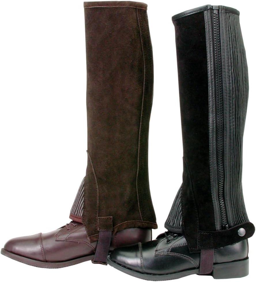 Tough 1 Suede Leather Half Chaps (Small, Brown)