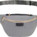 Gray Plus Size Fanny Pack for Women and Men, Fashion Crossbody Bag with Adjustable Belt Strap (Fits 42-54 In Waist) - Fanny Packs for Women - Bum Bag Crossbody (Grey)