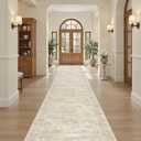 Soalmost Runner Rug 2'6" x 14' Washable Non-Slip Runner Rugs for Kitchen Bathroom Laundry Room Vintage Ultra Thin Runners for Hallway Entryway Beige
