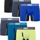 Hanes Moves Underwear, Anti-Chafe Boxer Briefs for Boys, 6-Pack (Small, Black/Blue/Lime- Regular Leg)