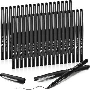 Fuyoooo 36 Pcs Felt Tip Pens 0.7mm Medium Point Colored Felt Tip Pens for Journaling Planner Writing Note-taking Art Office and School Supplies(Black)