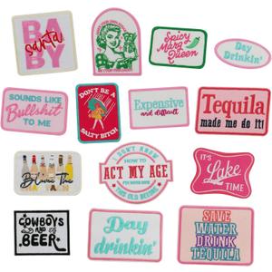 14pcs Iron on Patches, Trucker Hat Patches, Vintage Heat Press Hats Patch, Bright Colors, Easy Ironing for DIY Decal Accessories on Jeans, Jackets, Bags, Hats, Dresses, Shoes