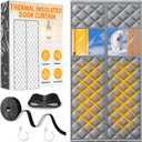 Upgraded Magnetic Thermal Insulated Door Curtain with Perspective Window, Weatherproof Oxford Cloth Filled with Cotton, Fit for Door Size 32" x 80", Doorway Curtains Size 35" x 82" Grey (Grey and Clear)
