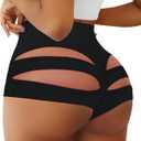 Cut Out Yoga Shorts Booty Butt Lifting Scrunch Shorts High Waisted Workout Gym Active Hot Pants (Black, S)