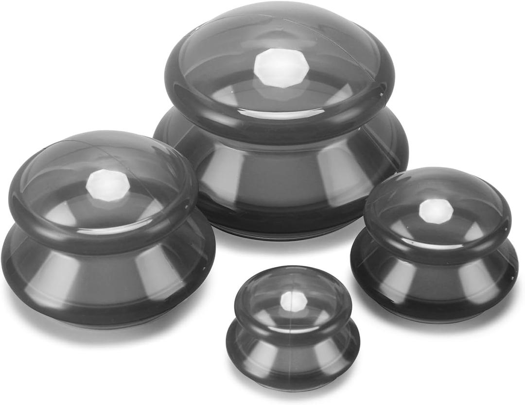Silicone Cupping Therapy Set, Professional Studio and Home Cupping Set Massage Therapy Cups, Chinese Massage Cups for Cellulite Reduction Cupping Kit,Muscle and Joint Pain Myofascial Cupping Massager (Black and Clear)