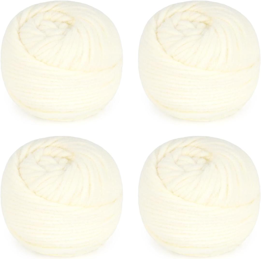Aeelike Soft Yarn for Crocheting, 4 Skeins Soft Yarn #5 Fluffy Yarns Each 100g (3.52 oz) 50m (54.7 Yards)- Flexible Bulky Yarns for DIY Crafts Making Blanket Scarves Hat, Milky White