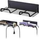 Straighteners Holder Wall Mounted Metal Hair Dryer Holder for Curling Wands Accessories Adhesive Curling Iron Holder Hair Tool Organizer for Vanity Bathroom Barber Shops (Black)