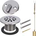 Trip Lever Overflow Faceplate Tub Drain Trim Kit with Linkage Conversion Kit Assembly Universal Fine Coarse Thread Replacement Brushed Nickel
