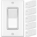[50 Pack] BESTTEN Single Pole Decorator Wall Light Switch with Wallplate, 15A 120/277V, On/Off Rocker Paddle Interrupter, UL Listed, White