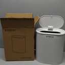 1.8 Gallons Small White Bathroom Trash Can with Lid, Slim Bathroom Garbage Bin, Removable Liner Bucket, Dog Proof Trash Can with Pop-Up Lid for Bedroom,Toilet