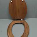 Elongated Toilet Seat Molded Wood Toilet Seat with Zinc Alloy Hinges, Easy to Install also Easy to Clean, Anti-pinch Wooden Toilet Seat by Angol Shiold (Elongated, Natural)