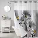 Hookless Shower Curtain with Snap in Liner, Grey No Hook Shower Curtains for BathroomShower Curtain and Liner Set for Bathroom Decor,Waterproof & Washable,72W x 75L Inch