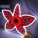Stranger Flower Neon Thngs Sign - Demooo Neon Gorgooon Dimmable USB-Powered for Bedroom, Game Room & Halloween Decor - Unique Gift for Fans- Cool 80s Retro Sci-Fi Lighting 11 * 13 Inch
