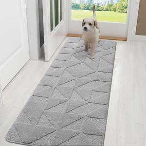 OLANLY Door Mats Indoor, Non-Slip, Absorbent, Dirt Resist, Entrance Washable Mat, Low-Profile Inside Entry Doormat for Entryway (59x20 inches, Gray)