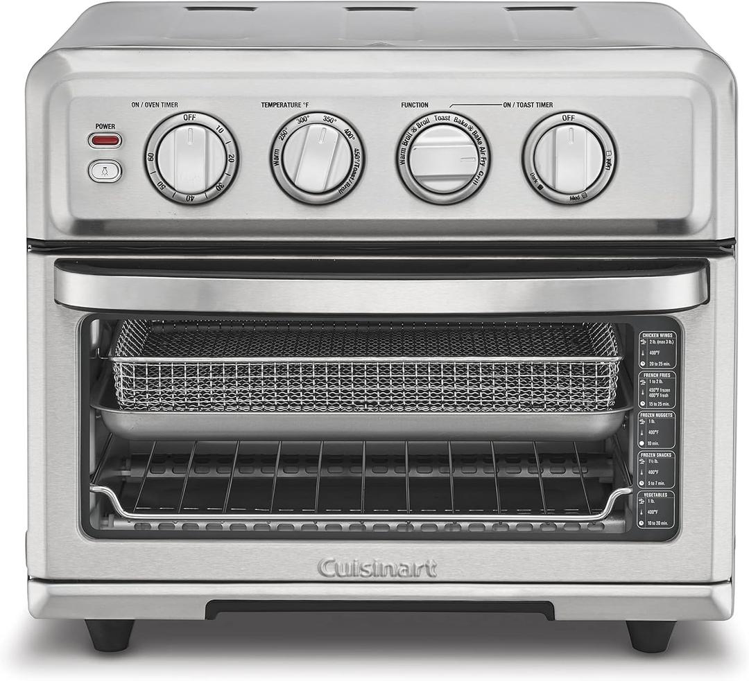 Cuisinart Air Fryer Toaster Oven, 1800W, 8-in-1 with Air Fry, Convection, Broil & Warm, 0.6 Cubic Feet, 60-Minute Timer, TOA-70NAS, Stainless Steel, Convection Toaster Air Fryer Oven W/ Grill