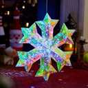 JOIEDOMI Lighted Prismatic Iridescent Christmas Decorations with LED Lights, USB Powered Indoor Christmas Decoration, 15 inch Iridescent Xmas Decor for Party Holiday Desktop, Multicolor Reindeer