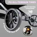 All-Terrain Dog Stroller for Small to Medium Dogs, Pet Stroller for Dogs & Cats Outdoor Walks, One-Hand Easy Fold, Double-Layer Anti-UV & Waterproof Canopy & Breathable Mesh, Charcoal Gray