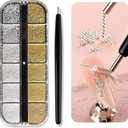 3D Metal Nail Art Charms Gold Silver Micro Caviar Beads Nail Rivets Studs with Magnetic Pen for Steel Ball Suction, for DIY Crafts Jewelry Decoration Nail Supplies