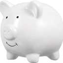 IMIKEYA Small Ceramic Piggy Bank for Kids - White Cute Pig Coin Bank Money Saving Jar for Girls Boys Birthday Christmas Nursery Home Decor, Medium