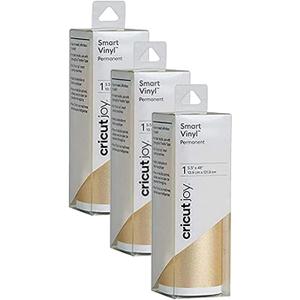 Cricut Smart Permanent Vinyl- Shimmer Gold, 3-Pack of 4ft Rolls (5.5" x 48") for Joy Machine - matless Cutting for Shapes up to 4ft, & Repeated cuts up to 20ft