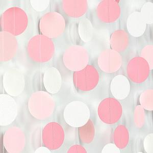Light-Pink White Girls-Birthday Party-Decoration Garland - 52ft Baby Bridal Shower Blush Streamers Backdrop,Graduation 18th 30th 21st Adults Bachelorette Pool Supplies Banner Decor Lasting Surprise (White Pink Round)