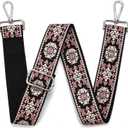 Purse Strap Adjustable Replacement Crossbody Bag Strap Retro Jacquard Embroidery Shoulder Straps for Canvas Bag (Silver Hardware-retro Flower-607)