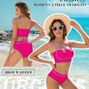Urchics High Waisted Bikini Sets for Women Color Block Sporty Two Piece Swimsuits Straps Modest Bathing Suits (Pink, M)