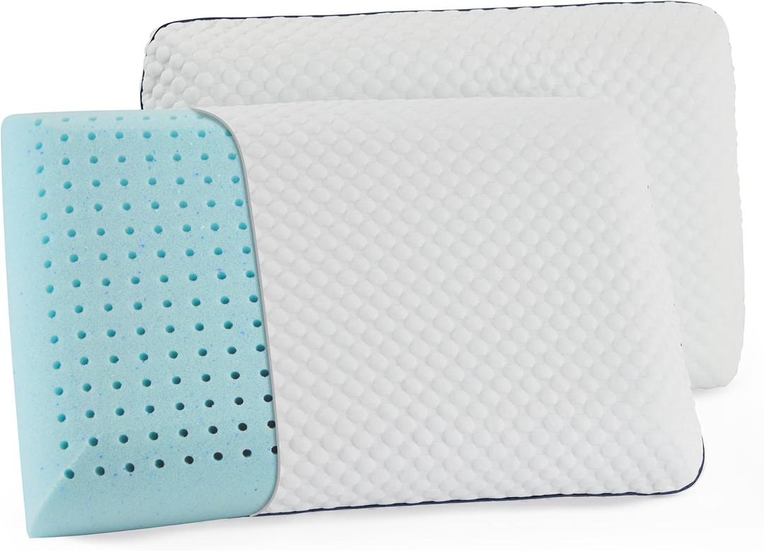 Weekender Gel Memory Foam Pillow - Queen Size - 2-Pack - Medium Firm Feel - Neck & Shoulder Support - For Back & Side Sleepers - Home, Hotel, & Hospital Essentials 