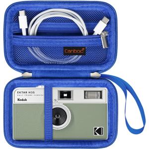 Canboc Carrying Case for Kodak EKTAR H35/ H35N/ Kodak Snapic A1 Film Camera, H35/ Snapic A1 Film Camera Bag, Zipper Mesh Pocket fits Batteries, USB Cable, Blue (Case Only)