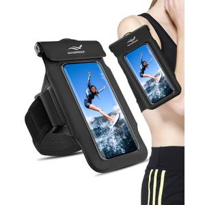 2-in-1 Underwater Waterproof Phone Pouch &Phone Armband for Phones up to 6.7", IPX8 Floating Water Proof Phone Case with Detachable Strap, Dry Bags Waterproof, Beach Vacation Essentials