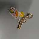 MC577 Little Crystal Orange Juice Lobster Clasp Charm for Women with Velvet Bag (Pink,1 Piece)