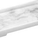 Luxspire Resin Vanity Tray, Bathroom Toilet Tank Storage Tray, 9.6 x 6 inch Kitchen Sink Trays Decorative Serving Tray, Vanity Countertop Organizer for Makeup Towel Perfume Holder, M, White Marble (B - White Marble)