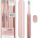 Aquasonic Icon ADA-Accepted Rechargeable Toothbrush | Magnetic Holder & Slim Travel Case | 2 Brushing Modes & Smart Timers | Gentle Micro-Vibrations (Blush) (1 Count (Pack of 1))