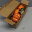 FUTUREPLUSX 38 PCS Assorted Artificial Pumpkin Set, 8PCS Stacking Pumpkins with 30PCS Maple Leaves for Fall Harvest Home Thanksgiving Halloween Decor