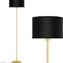 Gold Floor Lamps for Living Room, Modern Bright Standing Lamp, Black Lamp Shades, Foot Switch, Simple Pole Lamps Corner Lamp for Bedroom,Office, Living Room, Den, Black Living Room Lamp(No Bulb)